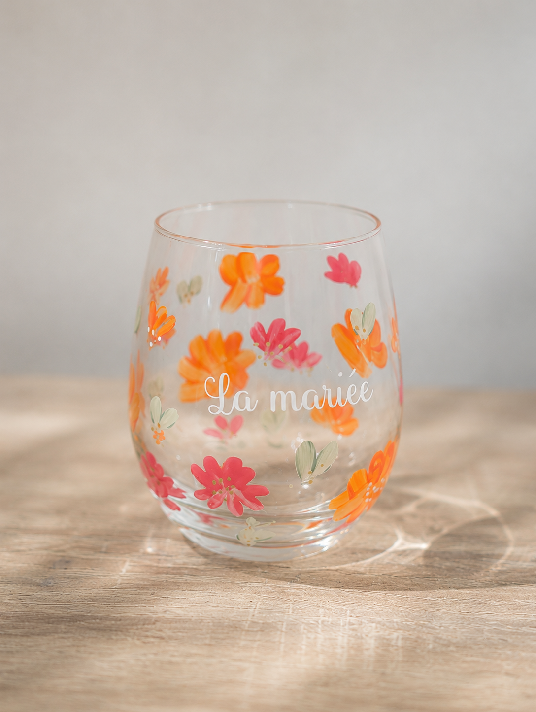 Verre à eau personnalisé peint à la main – Mariage
