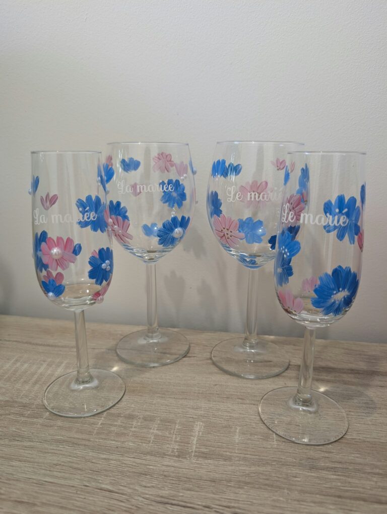 Verres tons bleus / roses